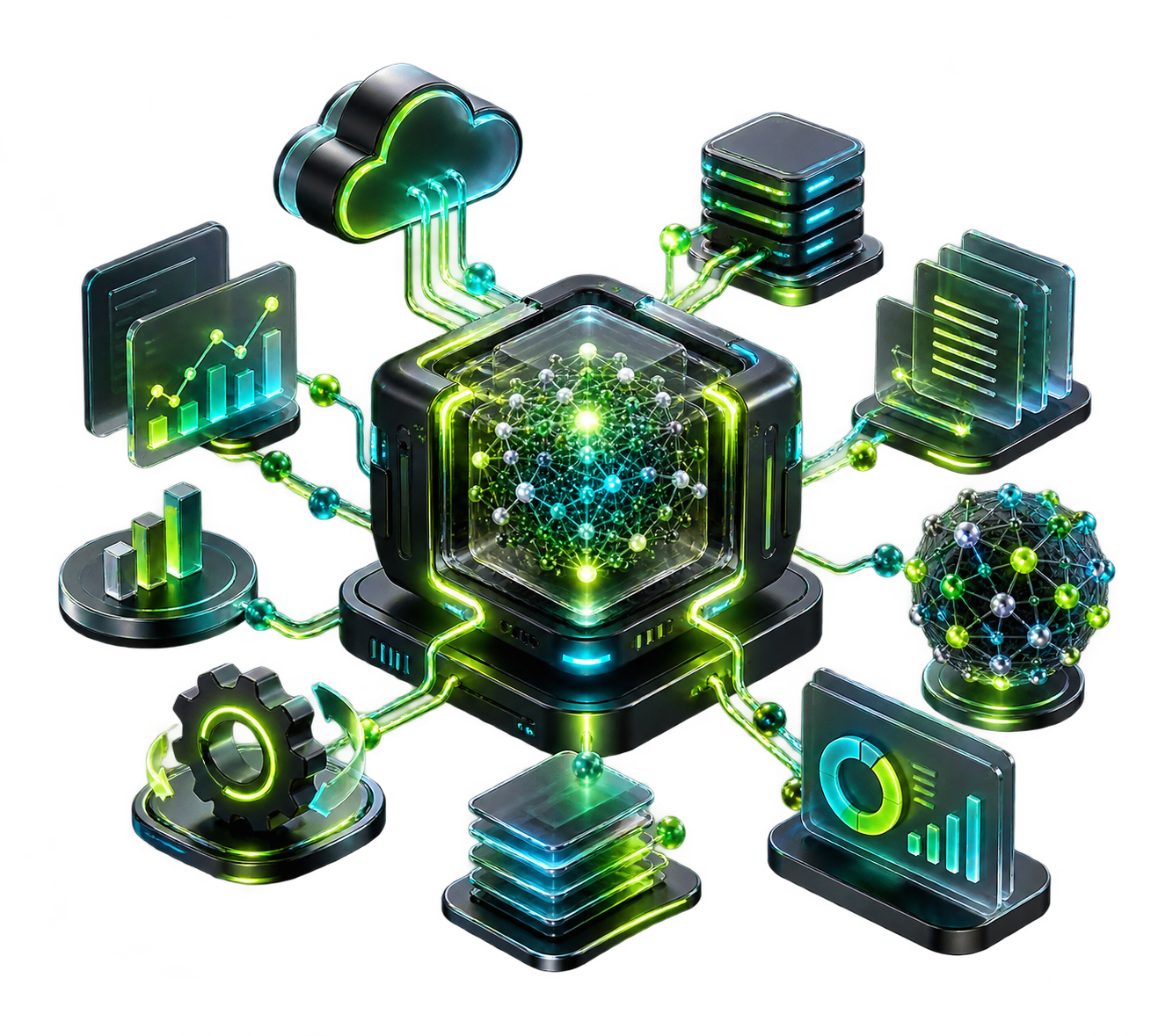 Ecosistema de inteligencia artificial, automatización y analítica empresarial